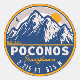 Pegatina Redonda Montañas Poconos Pennsylvania Hiking Sunset