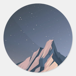 Pegatina Redonda Montañas por la noche