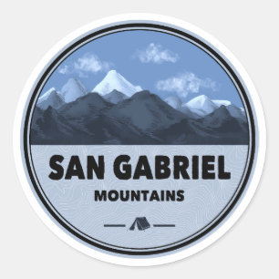 Pegatina Redonda Montañas San Gabriel California Camping
