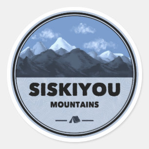 Pegatina Redonda Montañas Siskiyou California Camping