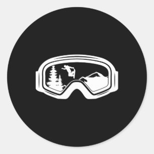 Pegatina Redonda Montañas Snowboard Goggles Guay Snowboard Snow