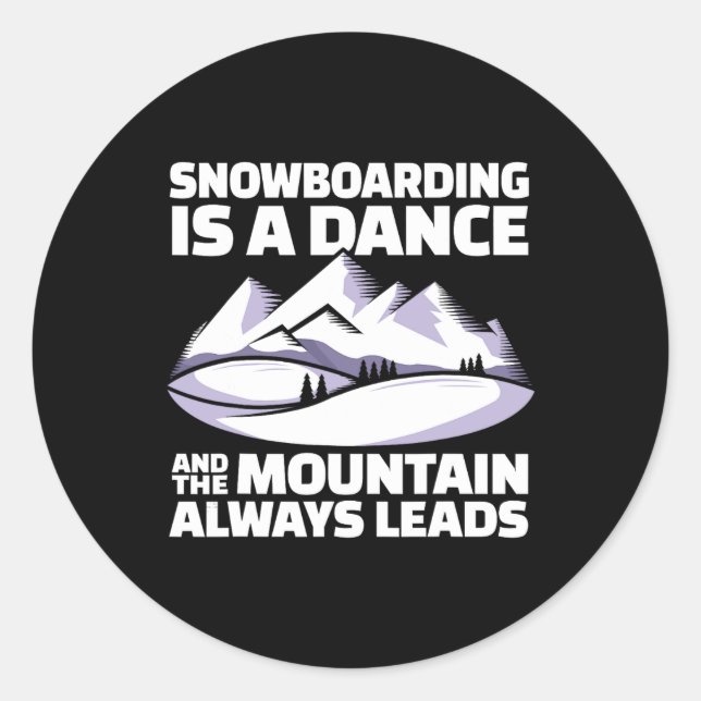 Pegatina Redonda Montañas Snowboard - Snowboard (Anverso)