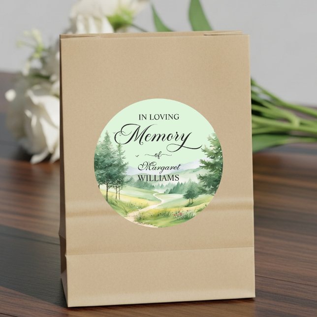 Pegatina Redonda Montañas y Árboles Celebración del funeral de la v (Subido por el creador)