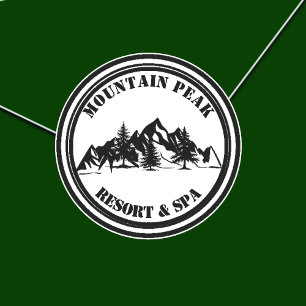 Pegatina Redonda Montañas y Pinos Corporativo
