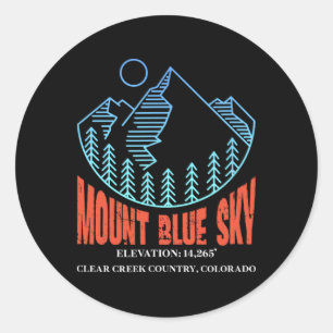 Pegatina Redonda Monte Blue Sky Colorado Montaña de Esquí Esquiador
