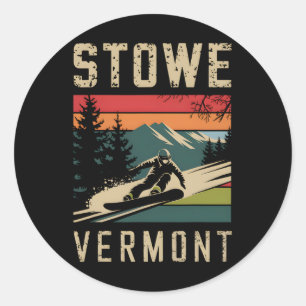 Pegatina Redonda Monte de snowboard Stowe Vermont