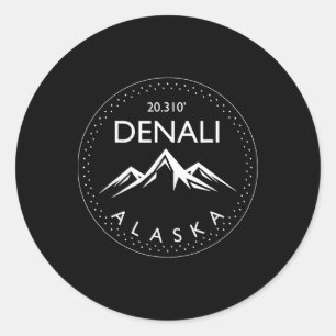Pegatina Redonda Monte Denali Alaska Montañero Climático Nacional 