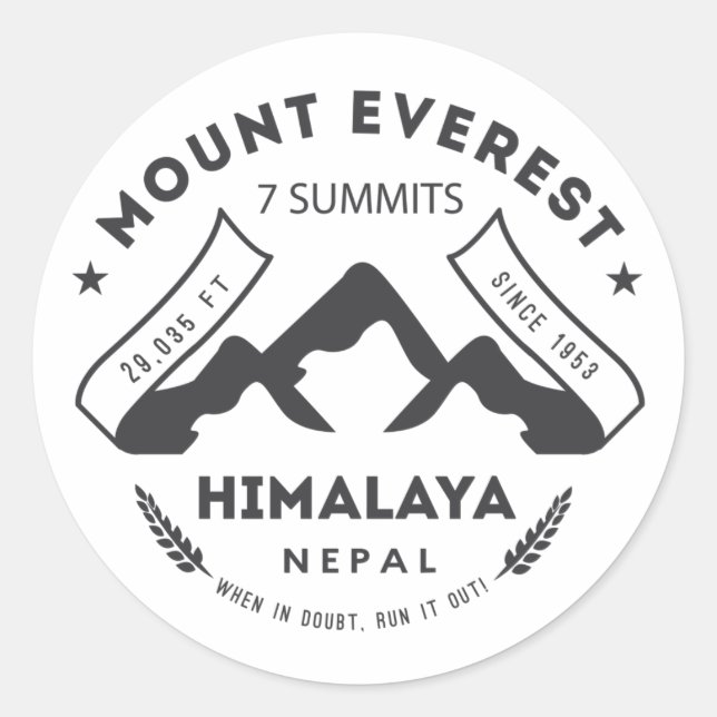 Pegatina Redonda Monte Everest (Anverso)