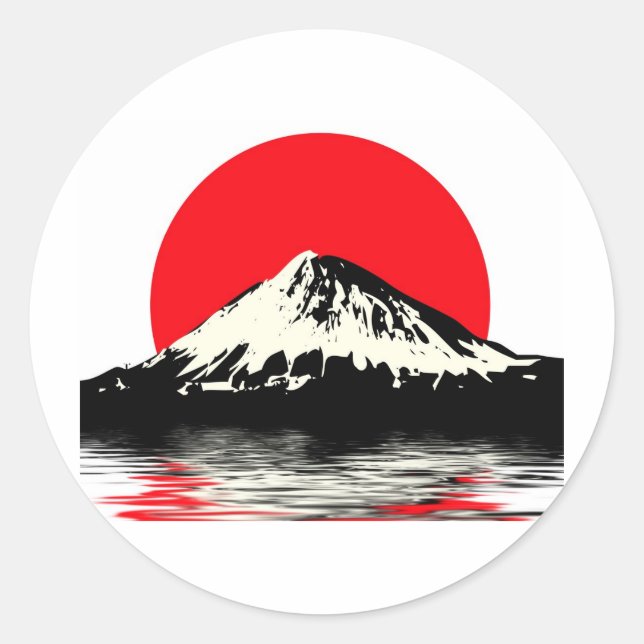 Pegatina Redonda Monte Fuji (Anverso)