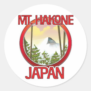 Pegatina Redonda Monte Hakone Japón
