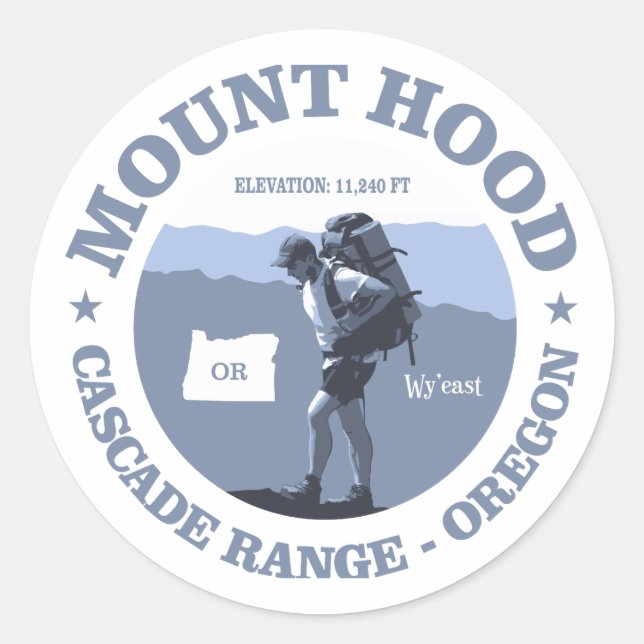 Pegatina Redonda Monte Hood (ª) (Anverso)