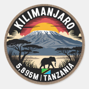 Pegatina Redonda Monte Kilimanjaro
