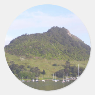 Pegatina Redonda Monte Maunganui, Mauao, Nueva Zelanda Aotearoa
