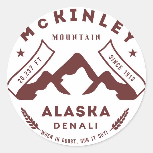 Pegatina Redonda Monte McKinley Denali Alaska (Anverso)
