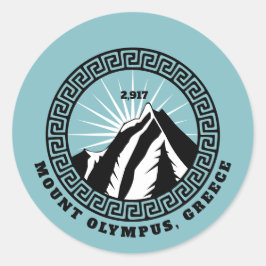 Pegatina Redonda Monte Olimpo, camiseta griega