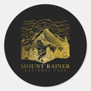 Pegatina Redonda Monte Rainier Washington Montaña Mt Climbing Cumbr