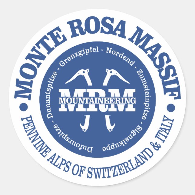 Pegatina Redonda Monte Rosa Massif (Anverso)