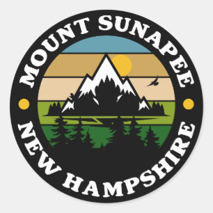 Pegatina Redonda Monte Sunapee, New Hampshire
