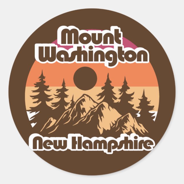 Pegatina Redonda Monte Washington New Hampshire (Anverso)