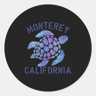Pegatina Redonda Monterey, diseño de playa de Ca _ regalo de tortug