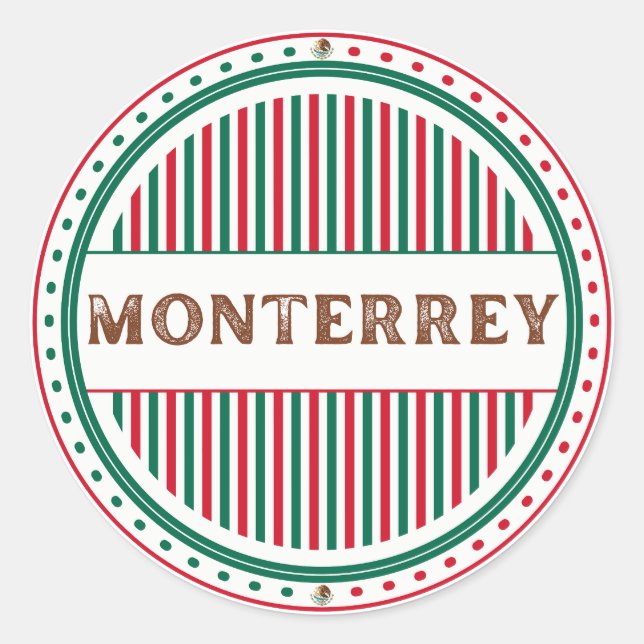 Pegatina Redonda Monterrey City Pride Emblem – Mexican Identity (Anverso)