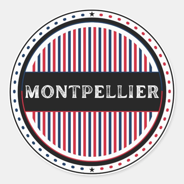 Pegatina Redonda Montpellier City Pride Emblem – French Identity (Anverso)