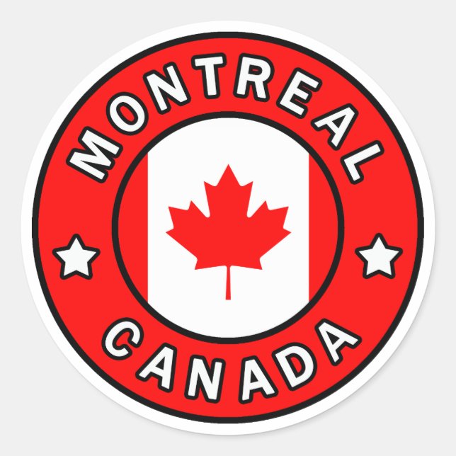 Pegatina Redonda Montreal Canadá (Anverso)