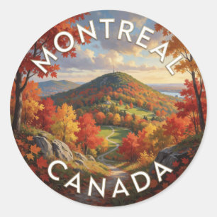 Pegatina Redonda Montreal Canadá Paisaje Monte Royal