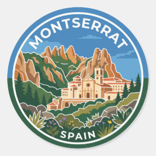 Pegatina Redonda Montserrat España