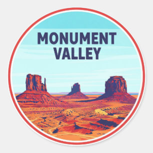 Pegatina Redonda Monument Valley Viaje Nación Navajo Carretera