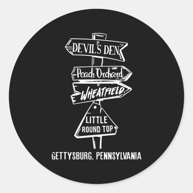 Pegatina Redonda Monumento a Gettysburg (Anverso)