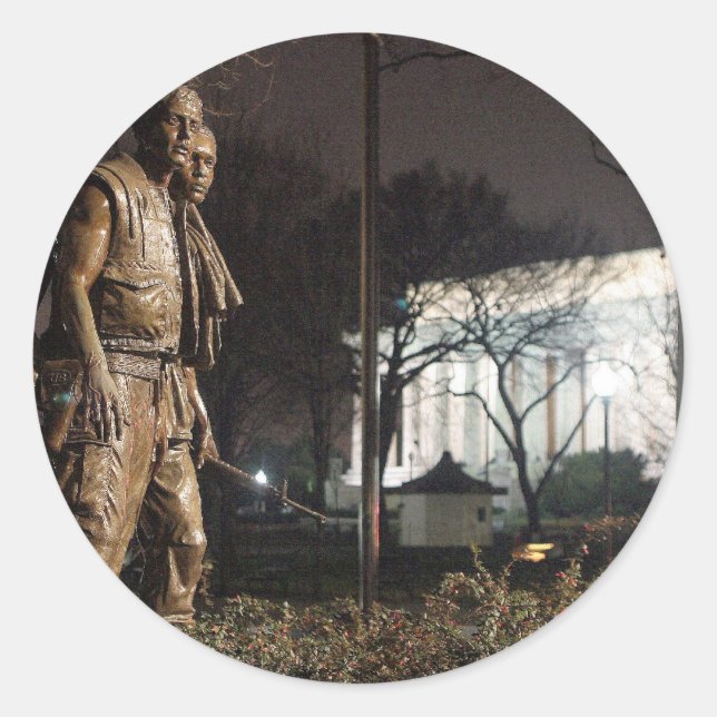 Pegatina Redonda Monumento a los Veteranos de Vietnam (Anverso)