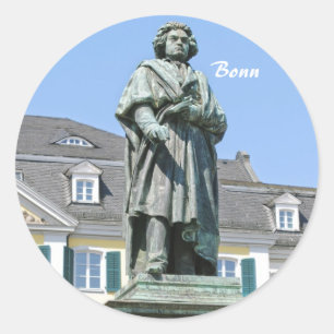 Pegatina Redonda Monumento a Ludwig van Beethoven en Bonn