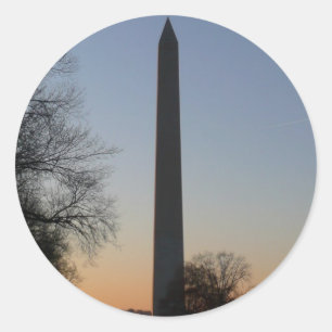 Pegatina Redonda Monumento a Washington al atardecer en DC