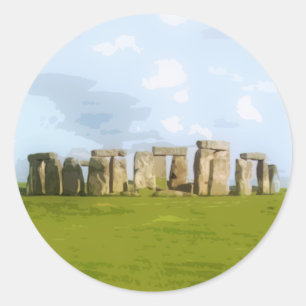 Pegatina Redonda Monumento al Círculo de Piedra Stonehenge