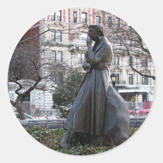 Pegatina Redonda Monumento conmemorativo a Eleanor Roosevelt (Anverso)