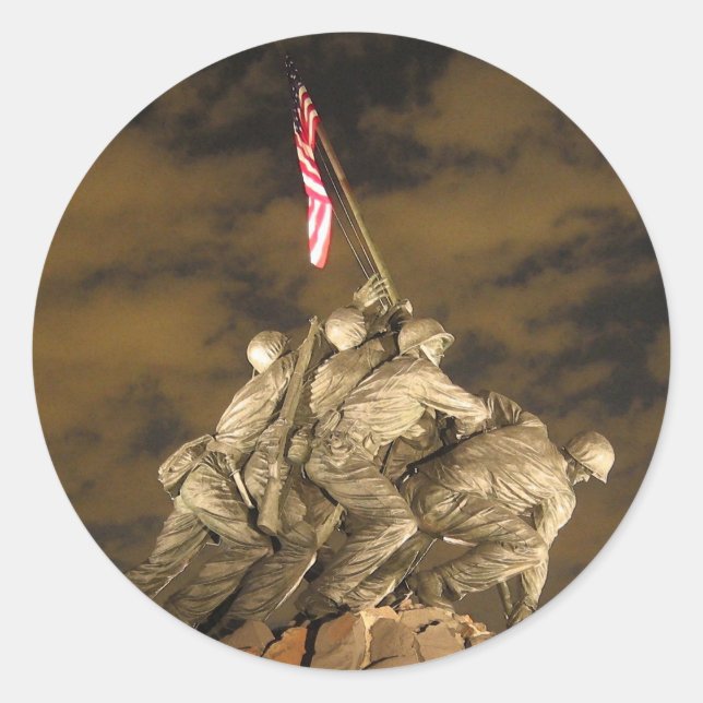 Pegatina Redonda Monumento conmemorativo Arlington VA a la Segunda  (Anverso)