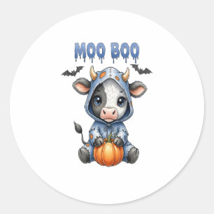 Pegatina Redonda Moo Boo Halloween Cow