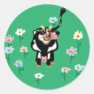 Pegatina Redonda Moo Cow