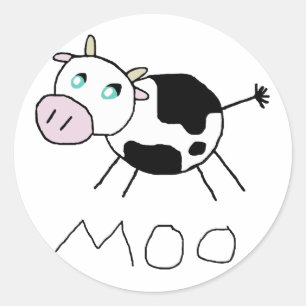 Pegatina Redonda Moo Cow