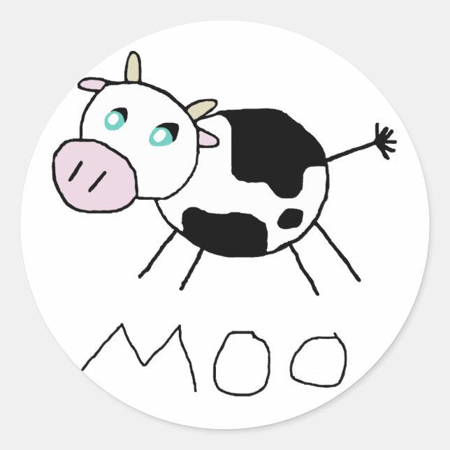 Pegatina Redonda Moo Cow (Anverso)