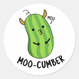 Pegatina Redonda Moo-cumber Funny Veggie Cucumber Pun