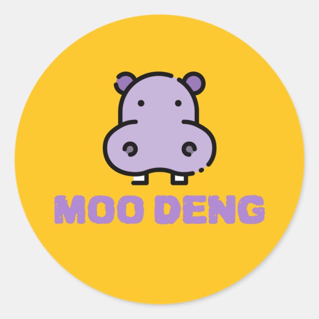 Pegatina Redonda Moo Deng Baby Hippo (Anverso)
