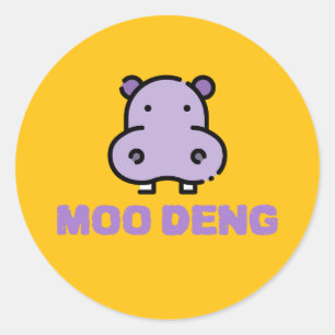 Pegatina Redonda Moo Deng Baby Hippo