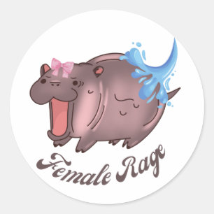 Pegatina Redonda Moo Deng Cute Baby Hippo Pygmy Gracioso Animal