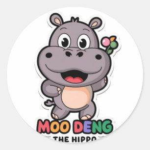 Pegatina Redonda Moo Deng Cute Personalizado Hippo