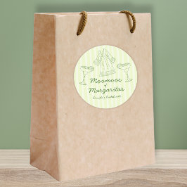 Pegatina Redonda Moo Moos & Margaritas Bachelorette escrita a mano