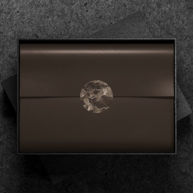 Pegatina Redonda Moody Agate | Café Brown Golden Bronze Taupe (Subido por el creador)