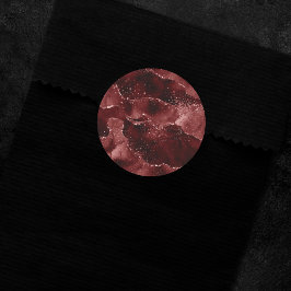 Pegatina Redonda Moody Agate | Henna Blood Red Garnet Jewel Tone