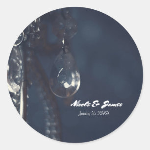Pegatina Redonda Moody Blue Crystal Elegant Romantic Wedding Favor